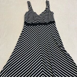 NWT WHBM Empire Waist Black Striped Maxi Tank Dress